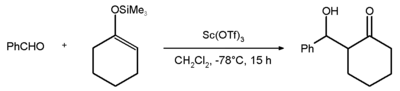 Sc(OTf)3-dimediasi kondensasi aldol