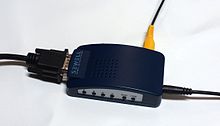 A VGA to TV scan converter box like this turns enhanced-definition or high-definition signals into standard-definition signals. Scan converter SW-22050 big.jpg