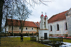 The church and cloister built on the remains of the old castle