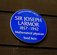 Sir Joseph Larmor plaque, Belfast - geograph.org.uk - 1775426.jpg