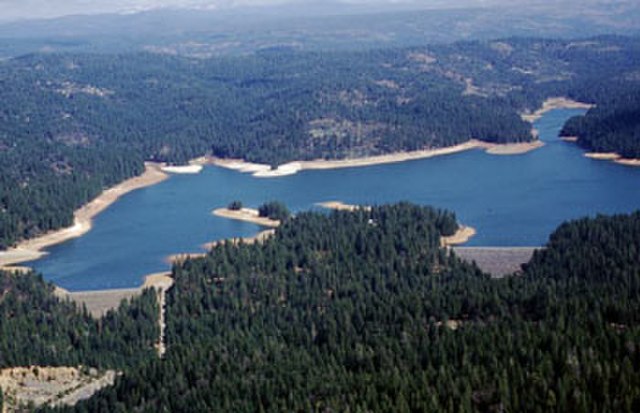 Sly Park Dam (left) and auxiliary dam (right)