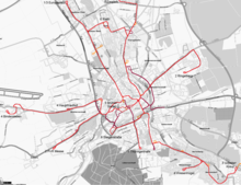 Streckennetz der Straßenbahn Erfurt