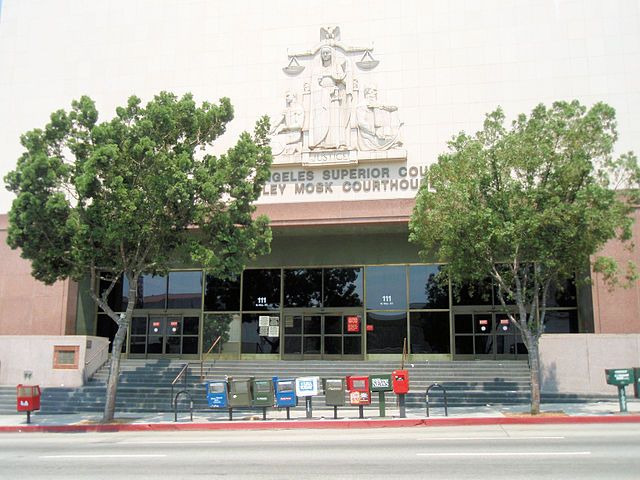 The Hill St entrance to the Stanley Mosk Courthouse