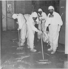 A clean-up crew working to remove radiation at Three Mile Island Nuclear Generating Station TMI cleanup.png