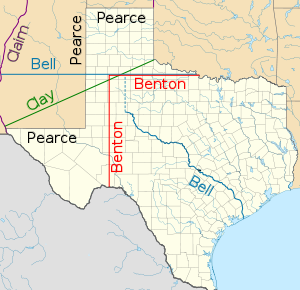 Proposals for Texas northwestern boundary being considered in Compromise of 1850.