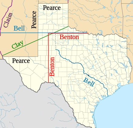 Proposals for Texas's north and west boundaries in 1850 debate