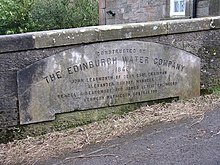 A plaque to celebrate the construction of Torduff Reservoir in 1848 The Edinburgh Water Company - 1848 - geograph.org.uk - 1181312.jpg