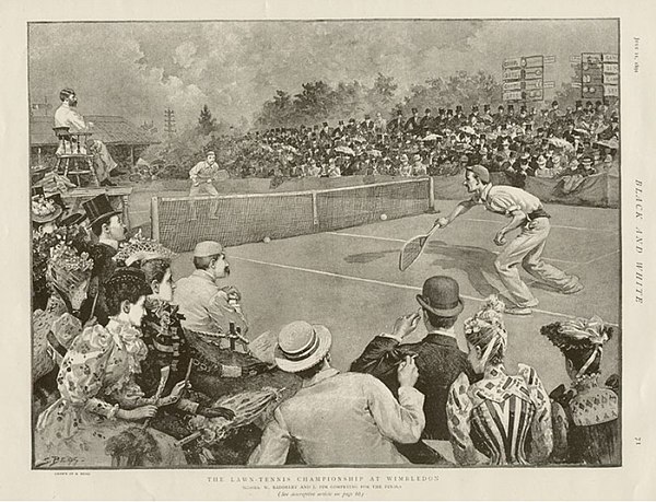 The Lawn Tennis Championship at Wimbledon 1891, Messrs Baddeley and Pim competing for the Finals