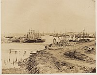 Der Yarra River in Melbourne, um 1858