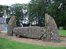 Scotland: Recumbent and flanker stones at Midmar Kirk recumbent stone circle The recumbent stone - geograph.org.uk - 486340.jpg
