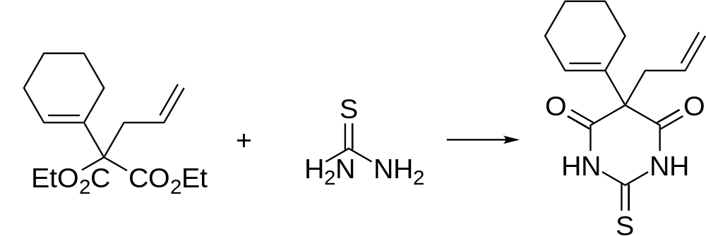 Thialbarbital synthesis: Volwiler, Tabern, U.S. Patent 2,153,730 (1939 to Abbott)