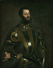 Portrait of Alfonso d'Avalos, in Armor with a Page (تیتیان)