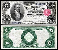 $ 100 Silber Zertifikat, Serie 1891, Fr.344, mit James Monroe