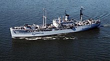 Chabahar USS Amphion (AR-13) underway at sea, circa in the 1960s.jpg