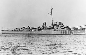 USS Eichenberger (DE-202) off Charleston, South Carolina, circa in 1943 (NH 81346).jpg