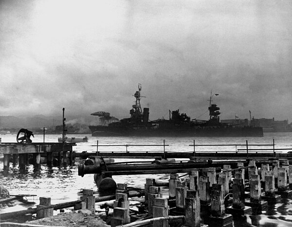 USS Northampton of the Enterprise task force enters Pearl Harbour on 8 December 1941.