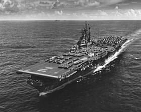 USS Shangri-La (CV-38) underway in the Pacific Ocean, 17 August 1945 (80-G-278827).jpg