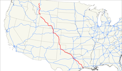 Mapa da rodovia norte-americana 287