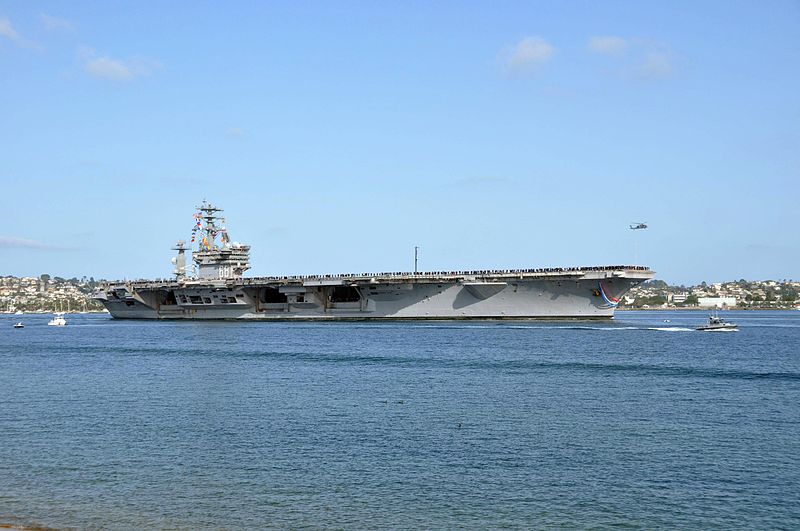 File:US Navy 100326-N-8421M-040 Sailors man the rails on the flight deck of the aircraft carrier USS Nimitz (CVN 68) as the ship transits into its homeport at Naval Base Coronado.jpg