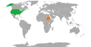 Mapa indicando localização dos Estados Unidos e do Sudão.