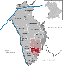 Läget för Unterroth i Landkreis Neu-Ulm