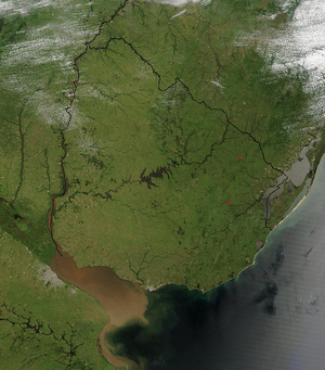Satellite image of Uruguay