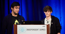 Rami Ismail (left) and Jan Willem Nijman of Vlambeer, the developer of The Random Encounter (pictured in 2013) Vlambeer at GDC (cropped).png