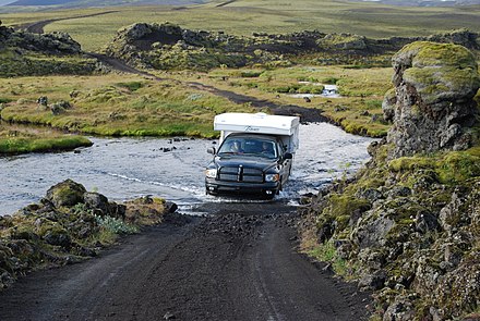 Crossing a ford en-route to the Laki volcano