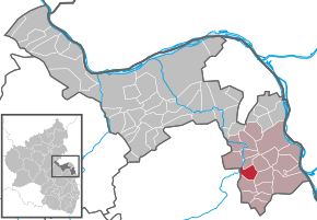 Poziția Weinolsheim pe harta districtului Mainz-Bingen