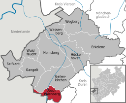 Läget för staden Übach-Palenberg i Kreis Heinsberg