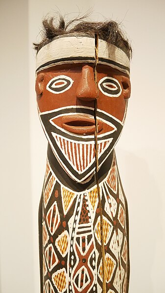 A woodcarving of Nureri the fire ancestor collected at Yirrkala