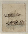 한국어: 두 나룻배에 타고 있는 사람들. English: People in two boats.