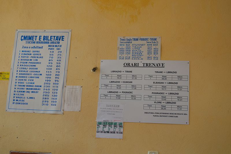 File:04.10.13 Librazhd Station - Timetable & fares charts (10101246295).jpg