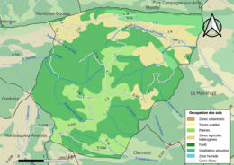 Színes térkép mutatja a földhasználatot.