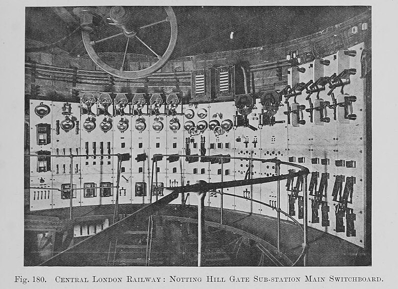 File:180. Central London Railway - Notting Hill Gate Sub-station Main Switchboard.jpg