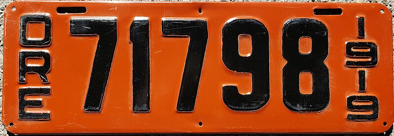File:1919 Oregon license plate.jpg