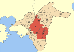 Den regionale enhed Centralathen (markeret med rødt)