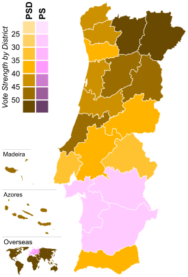 Strongest party by district.