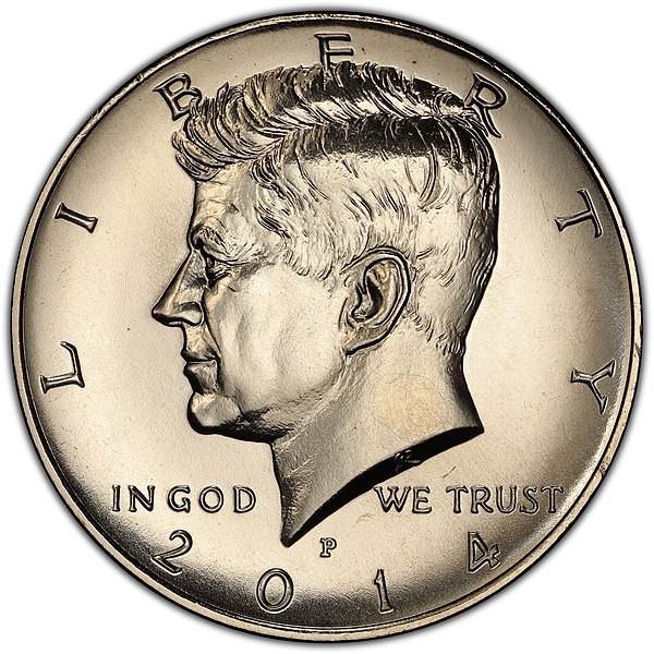 File:2014-P 50th anniversary Kennedy half dollar high relief obverse.jpg