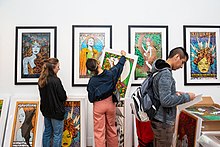 Collectors peruse limited edition prints made available for sale at Chuck Sperry's opening reception of "Heaven of Many a Tangled Hue" at Spoke Art Gallery, San Francisco, CA. April, 2018. 2018 Sperry Reception SF-02.jpg