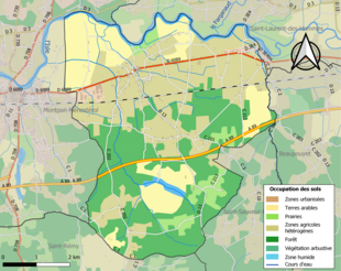 Barevná mapa znázorňující využití půdy.