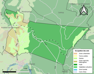 Carte en couleurs présentant l'occupation des sols.