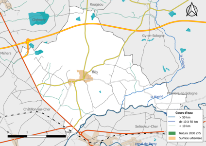 Carte de la zone Natura 2000 de type ZPS localisée sur la commune.