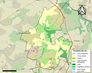 Kolorowa mapa przedstawiająca użytkowanie gruntów.