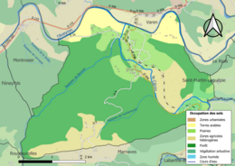 Kolorowa mapa przedstawiająca użytkowanie gruntów.