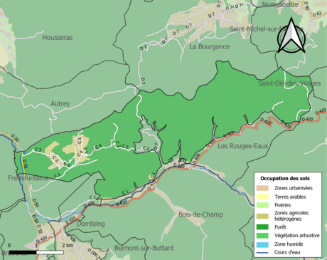 Carte en couleurs présentant l'occupation des sols.