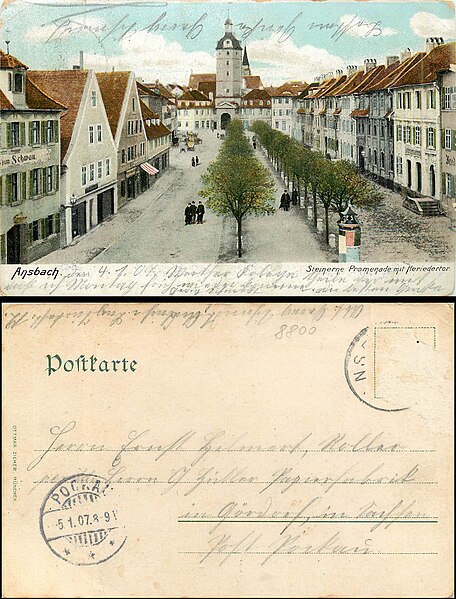 File:AK - Litho - Ansbach- Steinerne Promenade - 1907.jpg