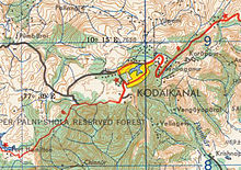 1955 topographic map of Kodaikanal