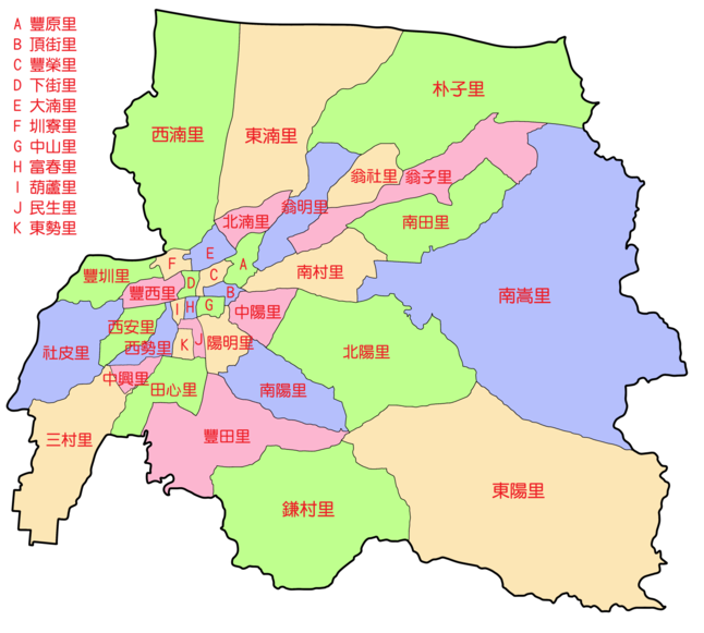 Administrative division of Fengyuan, Taichung, Taiwan.png