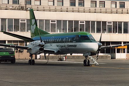 An Aer Lingus Commuter Saab 340 at Dublin Airport in 1993.